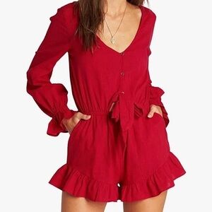 Billabong Play All Day Red Romper NWT
